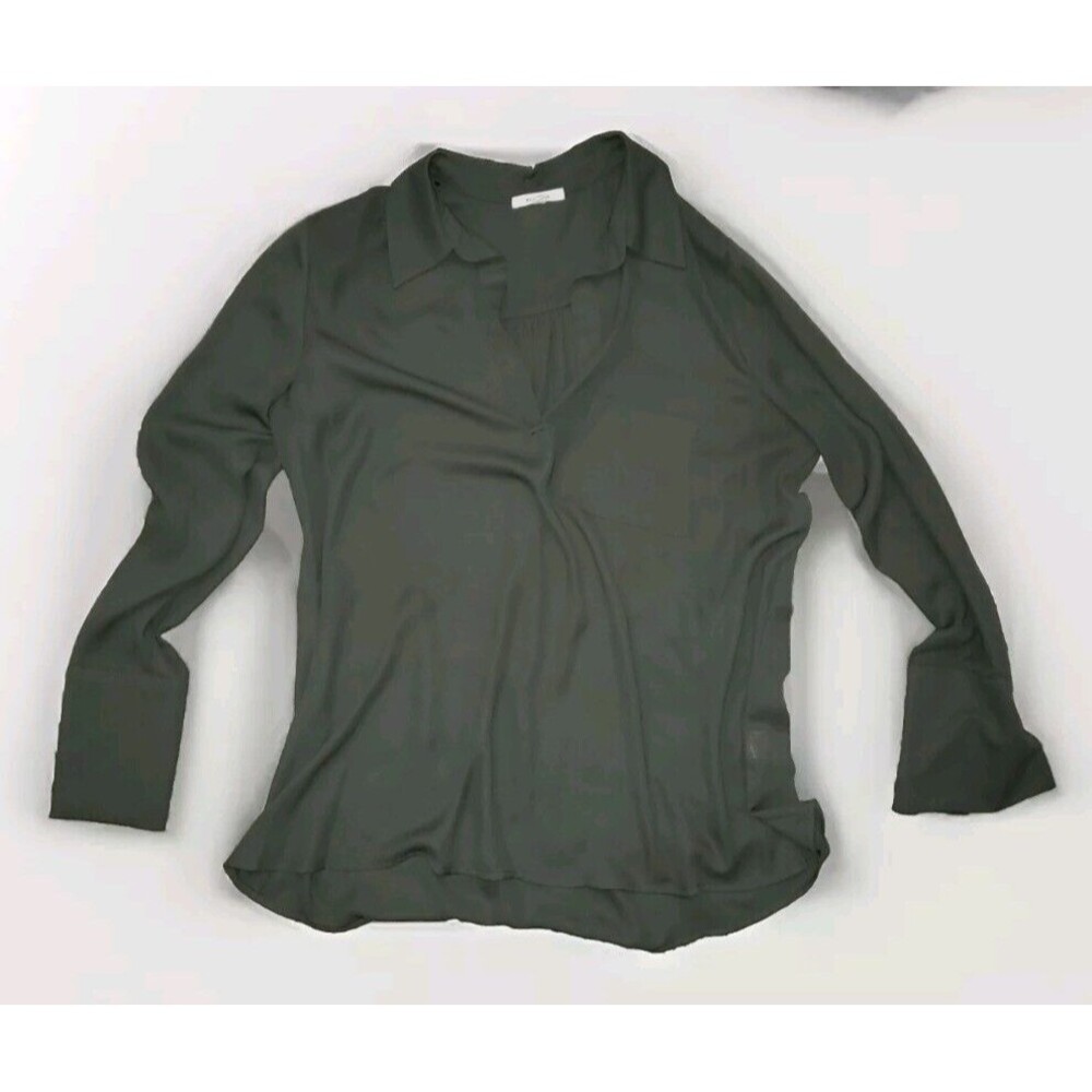 Pleione Olive Green Long Sleeve Blouse M